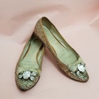 ミュウミュウ(miumiu)の刺し身様専用❤ミュウミュウ　グリッターパンプス　ゴールド　35()(ハイヒール/パンプス)