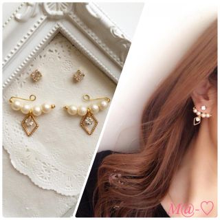 人気です‼︎2way ピアス♡︎ダイヤ型にチャーム付き‼︎(ピアス)