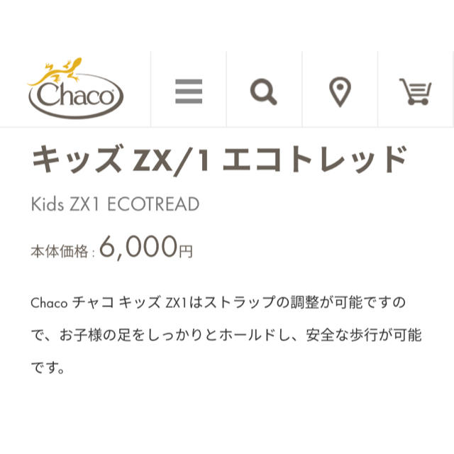 Chaco(チャコ)のChacoZX／1 キッズサイズ キッズ/ベビー/マタニティのキッズ靴/シューズ(15cm~)(サンダル)の商品写真