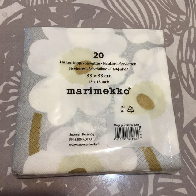 marimekko(マリメッコ)のmarimekko ペーパーナプキン ウニッコ グレー 33cm インテリア/住まい/日用品のキッチン/食器(テーブル用品)の商品写真