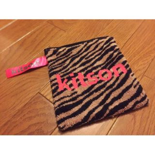 キットソン(KITSON)の【Kitson/キットソン】ポーチ/タオル地/アニマル柄/ピンクロゴ/新品/美品(ポーチ)