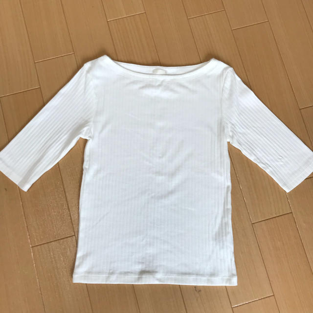 GU(ジーユー)のGU リブボートネック 5分袖 レディースのトップス(Tシャツ(半袖/袖なし))の商品写真