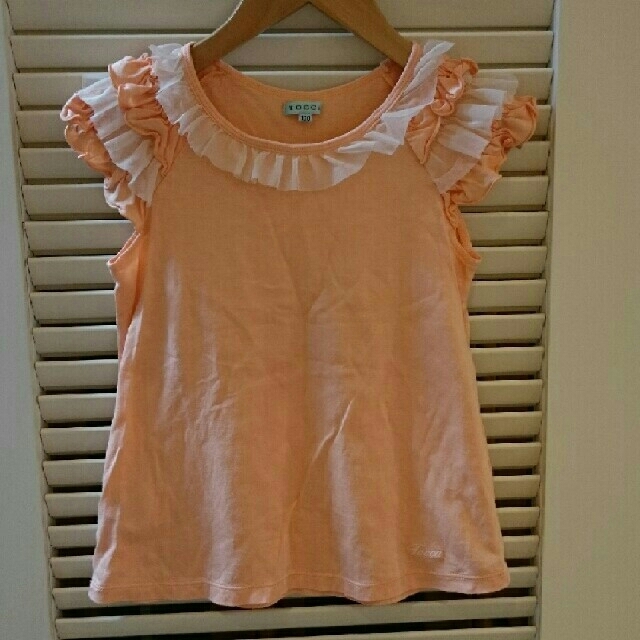 TOCCA(トッカ)の美品☆TOCCAフリルTシャツ100cm キッズ/ベビー/マタニティのキッズ服女の子用(90cm~)(Tシャツ/カットソー)の商品写真