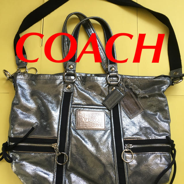 COACH バッグ ショルダー 鞄 シルバー POPPY コーチ 2way