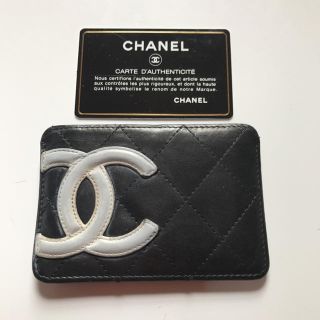 シャネル(CHANEL)のCHANEL  カードケース  カンボンライン ココマーク ブラック ×ホワイト(名刺入れ/定期入れ)