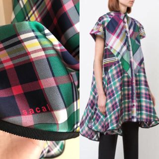 サカイ(sacai)のemi様専用最終値下げsacaiサカイ★2018SSチェック柄ワンピース(ひざ丈ワンピース)