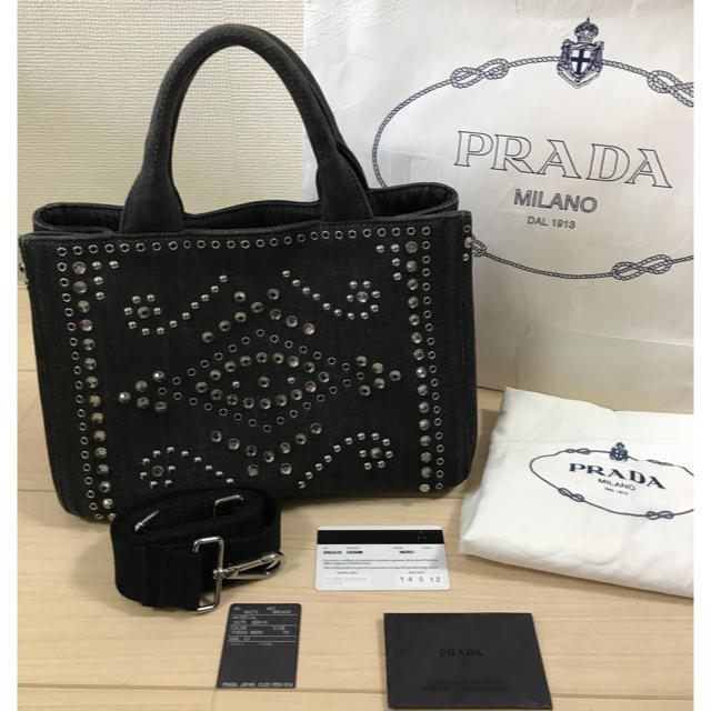 PRADA(プラダ)の本日迄価格！美品 プラダ カナパ    ビジュー ショルダー付き レディースのバッグ(ハンドバッグ)の商品写真