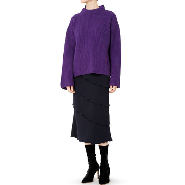 LE CIEL BLEU(ルシェルブルー)のルシェルブルー  ティアードスカート ネイビー レディースのスカート(ひざ丈スカート)の商品写真