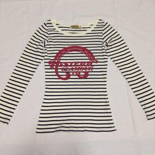 ヒステリックグラマー(HYSTERIC GLAMOUR)のロゴ入りボーダー長袖Tシャツ(Tシャツ(長袖/七分))