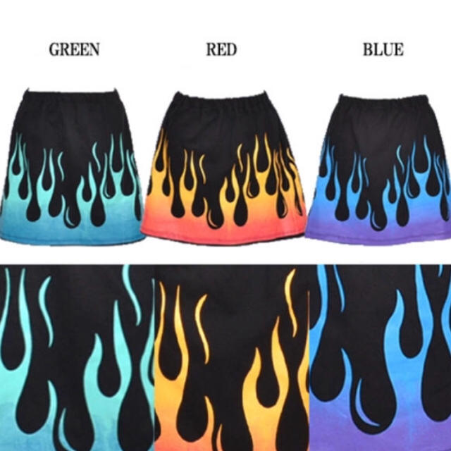 FUNKY FRUIT(ファンキーフルーツ)の燃え盛る焔パターン柄スカート レディースのスカート(ミニスカート)の商品写真
