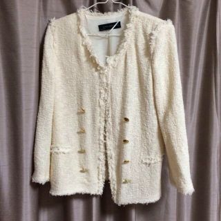 ザラ(ZARA)のZARA ツイードジャケット(ノーカラージャケット)