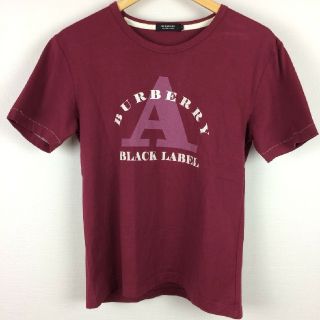 バーバリーブラックレーベル(BURBERRY BLACK LABEL)の 美品 BURBERRY BLACK LABEL 半袖Tシャツ ワインレッド 2(Tシャツ/カットソー(半袖/袖なし))