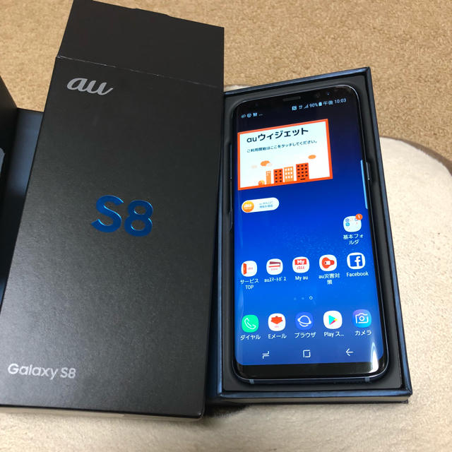 スマホ/家電/カメラau galaxy s8 scv36 コーラルブルー