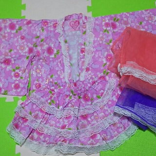 ☆値下げ♪ピンクに花柄がかわいいセパレート姫浴衣 サイズ110(甚平/浴衣)