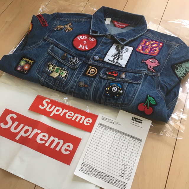 supreme patches denim trucker jacket black