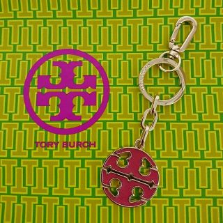 トリーバーチ(Tory Burch)のトリーバーチ ロゴ キーリング（ゴールド/ピンク）(キーホルダー)