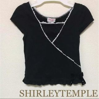 シャーリーテンプル(Shirley Temple)のシャーリーテンプル☆半袖シャツ キラキラ リボン付き 黒☆メゾピアノ ファミリア(Tシャツ/カットソー)