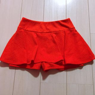 ヒアーズ(HERE'S)のヒアーズ ペプラム ショーパン キュロット スカパン オレンジ(ショートパンツ)