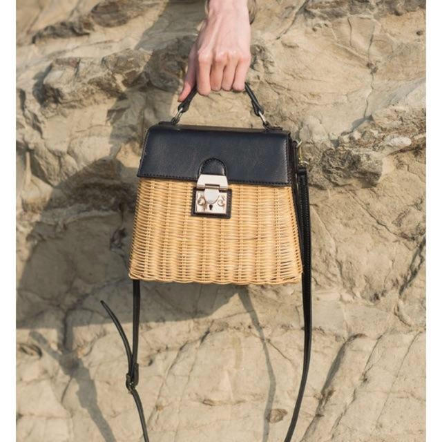 MEDI TRAPEZE RATTAN COMBI BAG - ハンドバッグ