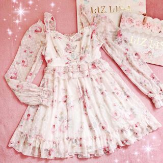 リズリサ(LIZ LISA)の☆リズリサLIZLISA☆胸元リボン☆オフショル花柄シフォンワンピース☆新品(ミニワンピース)