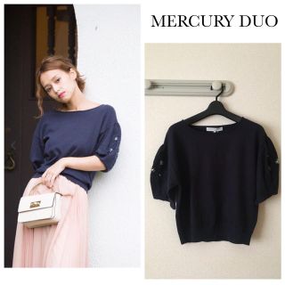 マーキュリーデュオ(MERCURYDUO)の新品タグ付 MERCURY DUO ビジューニット(カットソー(半袖/袖なし))