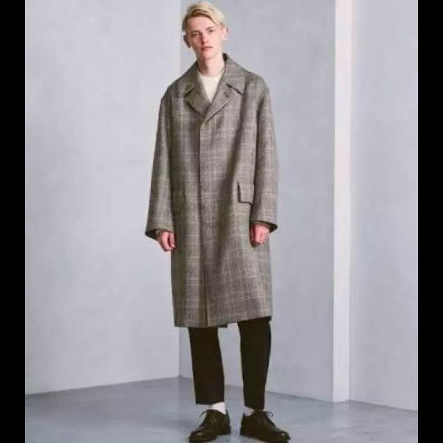 COMOLI(コモリ)のDOUBLE FACE CHECK LONG COAT メンズのジャケット/アウター(ステンカラーコート)の商品写真