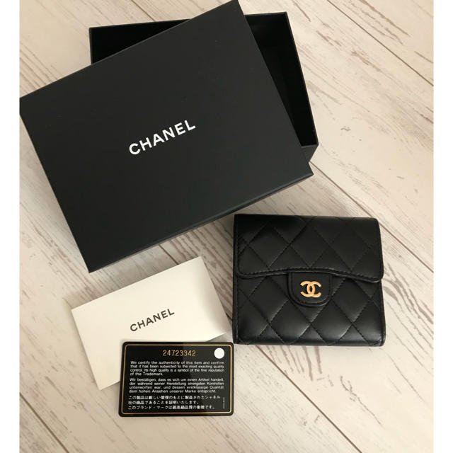 公式の店舗 シャネル - CHANEL CHANEL ブラック  ラムスキン 財布 財布
