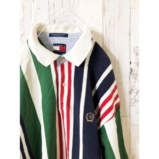 トミーヒルフィガー(TOMMY HILFIGER)の古着トミーヒルフィガー  ストライプ ポロシャツ マルチカラー(ポロシャツ)