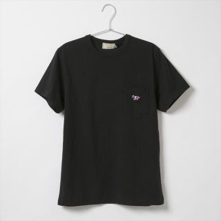 メゾンキツネ(MAISON KITSUNE')の新品 メゾンキツネ Tシャツ 黒 メンズ フォックス ブランド ポケット キツネ(Tシャツ/カットソー(半袖/袖なし))