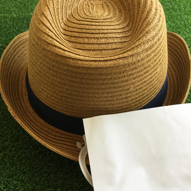 【 58cm】 中折れハット 麦わら帽子 茶 レディースの帽子(麦わら帽子/ストローハット)の商品写真