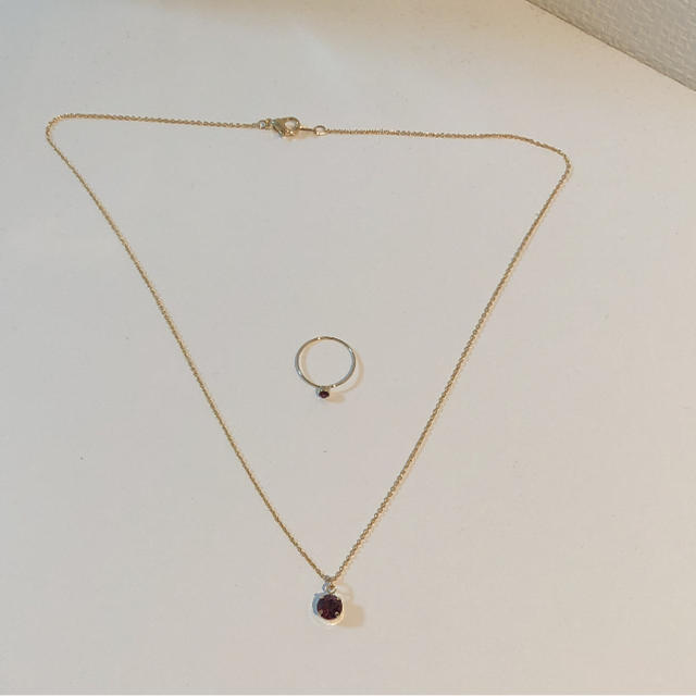 ete(エテ)のアメジスト♡ネックレス、ピンキーリングセット レディースのアクセサリー(ネックレス)の商品写真