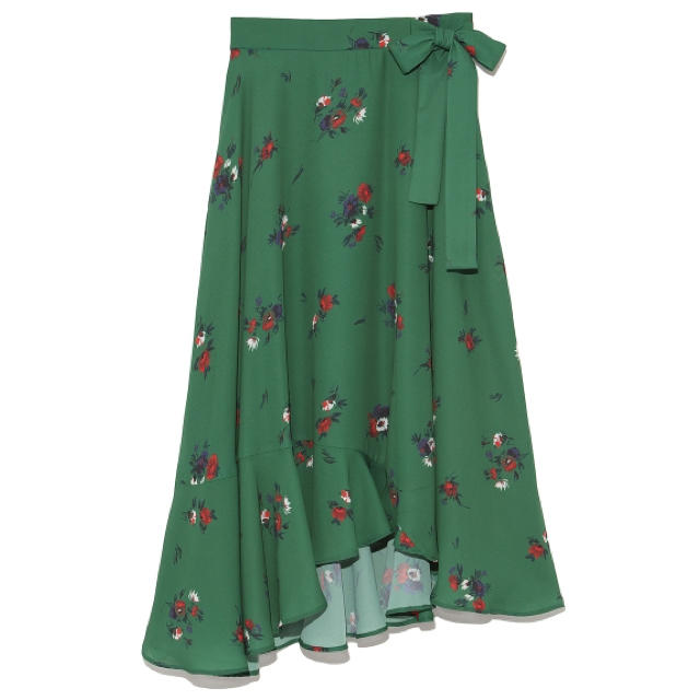 Mila Owen(ミラオーウェン)のMila owen  アシンメトリーヘム花柄フレアスカート レディースのスカート(ひざ丈スカート)の商品写真