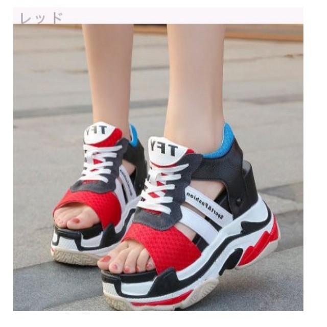 新品未使用 スニーカー風サンダル 39インチ Ｌ～LLサイズ ストリート 個性 レディースの靴/シューズ(サンダル)の商品写真