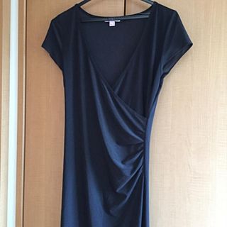 AXARA👗黒のカシュクールドレープワンピ⋆フランス製