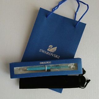 スワロフスキー(SWAROVSKI)の即購入可能!新品☆スワロフスキーSWAROVSKI ペン(水色)インクは黒です。(ペン/マーカー)