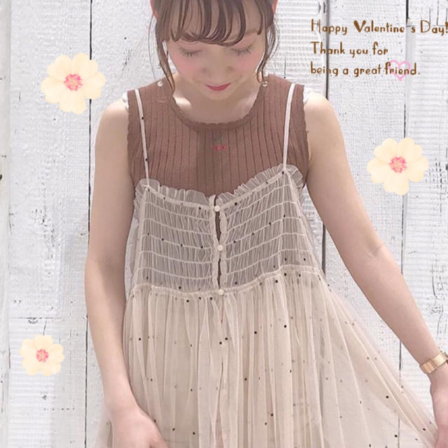 ワンピース ヴィンテージ復刻 【今期完売】ドットチュールキャミ ワンピース ヴィンテージ復刻 【今期完売】ドットチュールキャミ