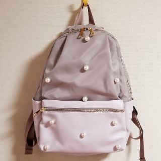 完売　アジョリー　バッグ　リュック　パール　フリル　ピンクベージュ(リュック/バックパック)