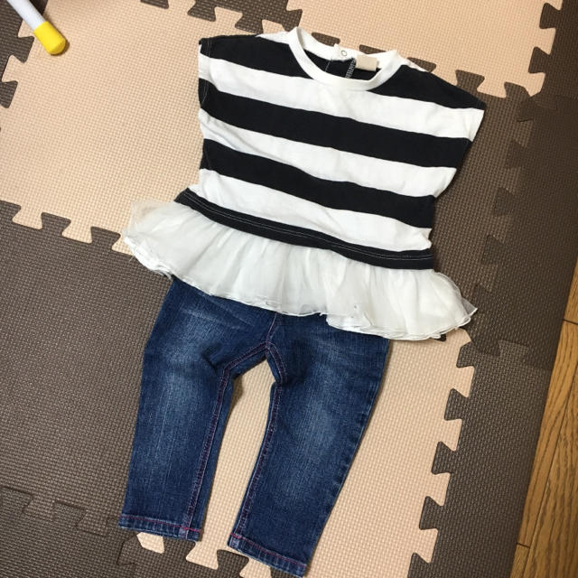 petit main(プティマイン)のトップス デニム セット キッズ/ベビー/マタニティのベビー服(~85cm)(シャツ/カットソー)の商品写真