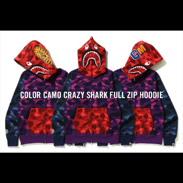 A BATHING APE(アベイシングエイプ)の新品 2018 完売 BAPE エイプ シャークパーカー CRAZY SHARK メンズのトップス(パーカー)の商品写真