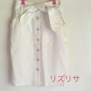 リズリサ(LIZ LISA)のリズリサ白リボン付きタイトスカート☆(ひざ丈スカート)