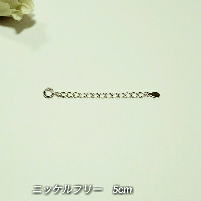 アジャスター５cm　チェーン延長　シルバー　ロジウム　ニッケルフリー ハンドメイドのアクセサリー(ネックレス)の商品写真