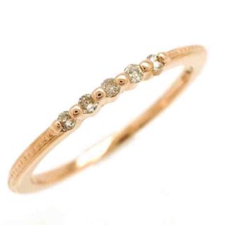 アガット(agete)の【美品】agete  k18 0.05ct ダイヤ リング #7(リング(指輪))