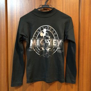 美品 黒地にシルバーのミッキーマウス綿ハイネック＊＊(Tシャツ(長袖/七分))