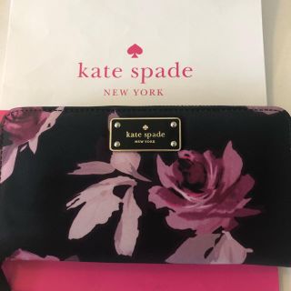 ケイトスペードニューヨーク(kate spade new york)のケイトスペード♡薔薇柄ローズ 花柄 ラウンドファスナー長財布 新品未使用(財布)