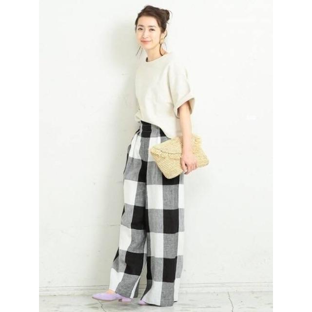 BEAUTY&YOUTH UNITED ARROWS - UNITED ARROWS BY リネン チェックワイドパンツ