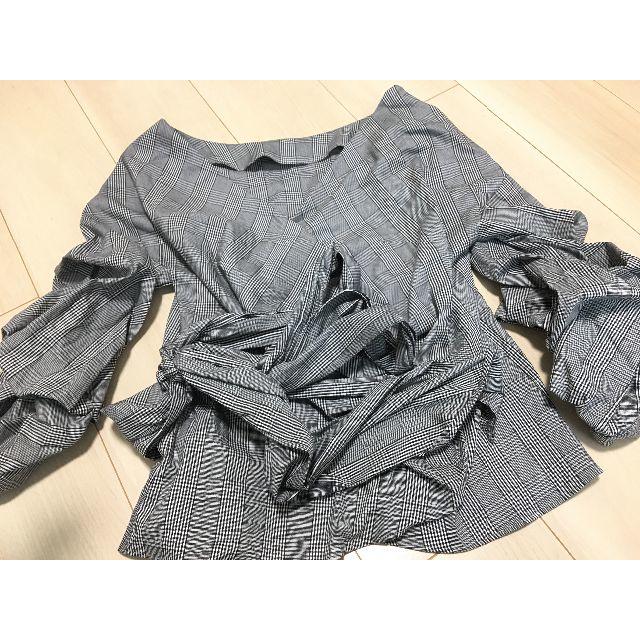 ZARA(ザラ)のZARA チェックカシュクール　ブラウス　新品未使用タグ付き レディースのトップス(シャツ/ブラウス(長袖/七分))の商品写真