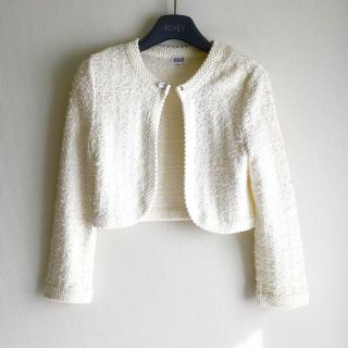 フォクシー(FOXEY)の美品 フォクシー ノーカラージャケット オフホワイ 38サイズ (box)(ノーカラージャケット)