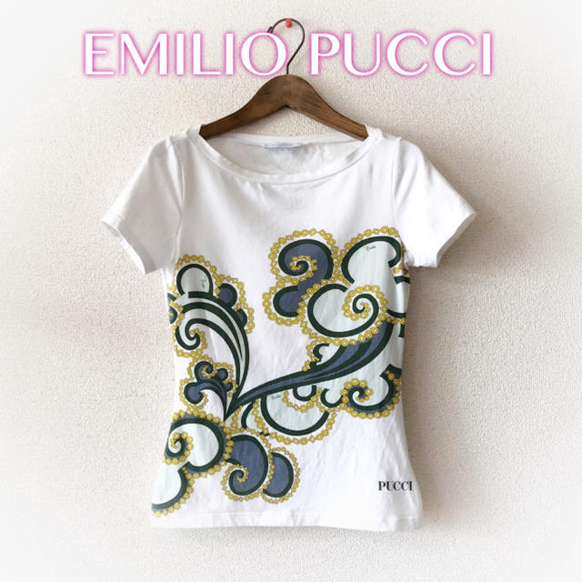 EMILIO PUCCI◆プッチ柄 ホワイト 半袖 Tシャツ カットソー 美品