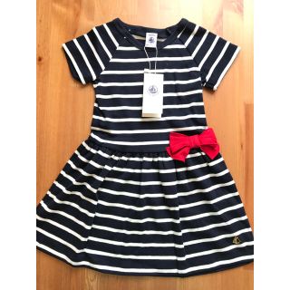 プチバトー(PETIT BATEAU)のエンジェル様専用♡3ans プチバトー マリニエールリボン付きワンピース(ワンピース)