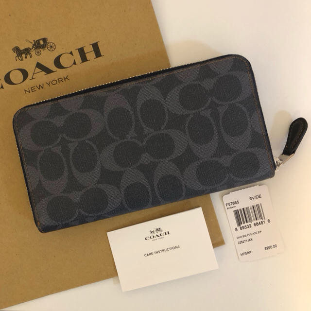 COACH(コーチ)のCOACH コーチ 長財布 シグネチャー デニム ブルー メンズのファッション小物(長財布)の商品写真